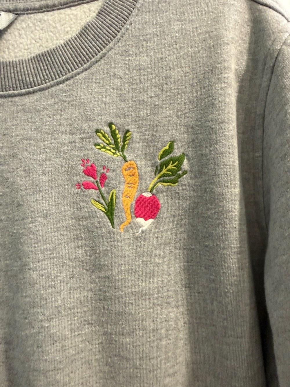 Duluth Trading Co Gray Crewneck Sweatshirt with Floral Embroidery - Picture 3 of 7
